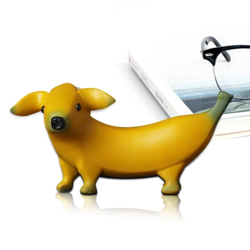Funny Banana Dog Statue Cute Peeled Banana Dog Figurines Ornaments