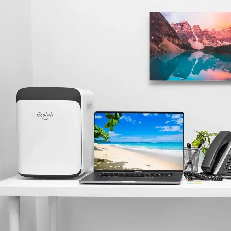 QWCooluli 10L Mini Fridge for Bedroom-Car,Office Desk;College Dorm Room-12V Portable Cooler;WarmerBeauty,AC/DC Small Refrigerato