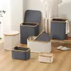 Morden Bamboo Frame Storage Basket Fabric Storage Cube Foldable Storage Basket With Capacity Stable Structure Organizing Toys 4