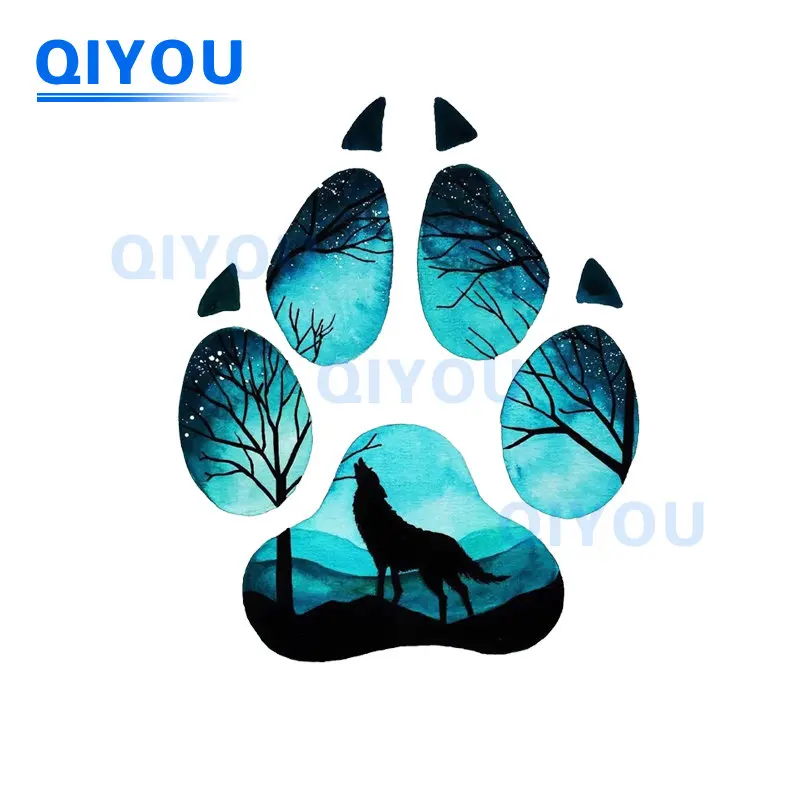 

Wolf Footprint Puzzle Car Sticker for Exterior Accessories Die Cut PVC Decal Car Body Windshield Motorcycle Trolley Case