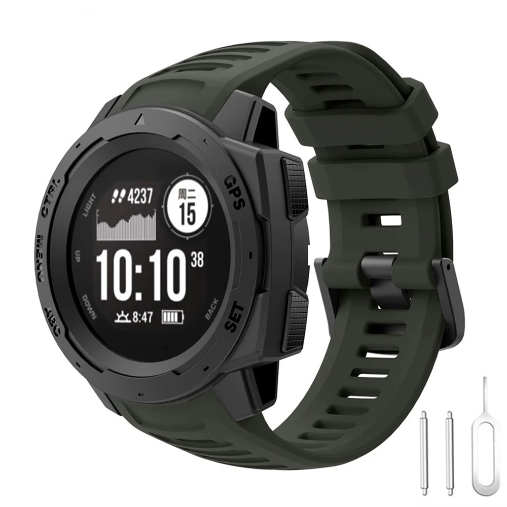 Silicone Sport Strap Replacement Band for Garmin Instinct Series Smartwatch