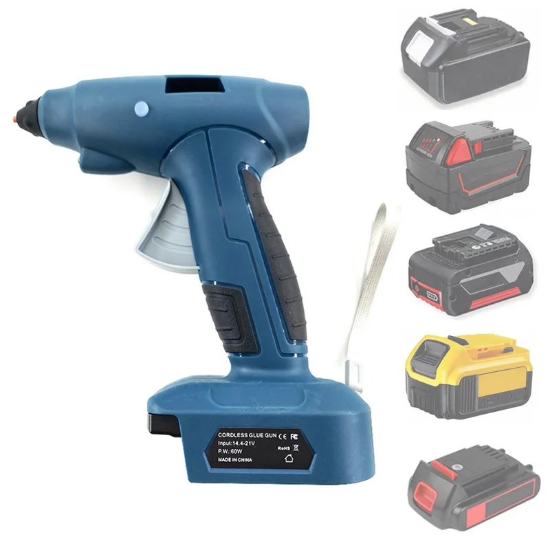 

60W 14.4-20V Electric Cordless Hot Melt Glue Gun For Makita/Bosch/DEWALT/Milwaukee 18V Li-ion Battery Home DIY Repair Tool