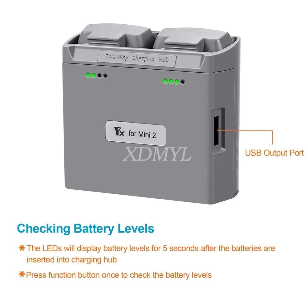 Chargeur Batterie Drone DJI Mini 2/Mini SE/Mini 4K - 2 Batteries USB-C