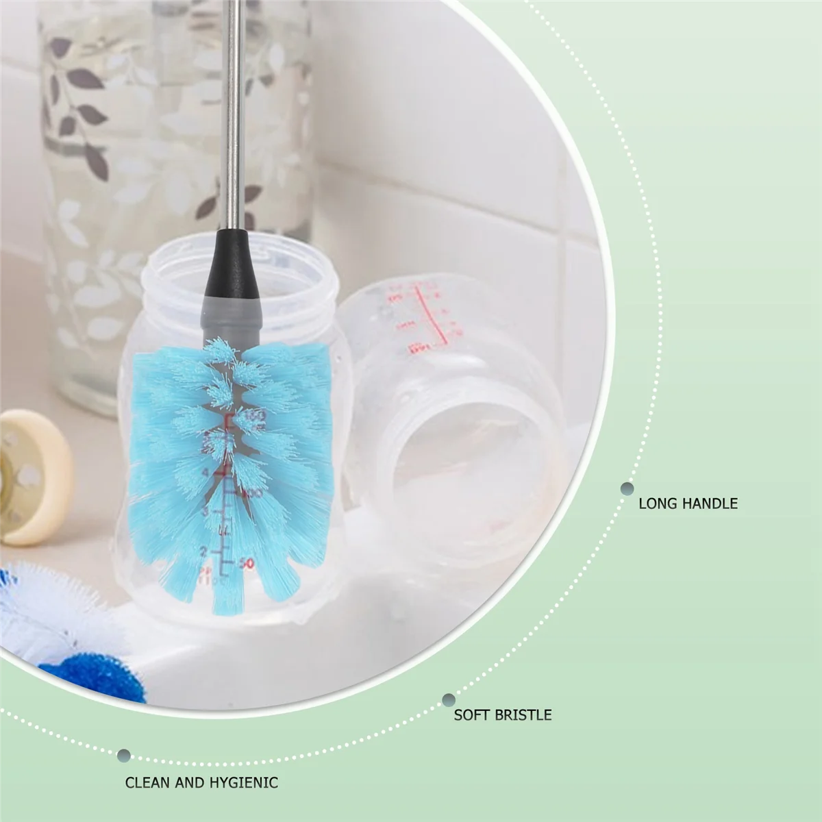 Stainless Steel Water Bottle Cleaning Brush Set for Narrow Neck Bottles