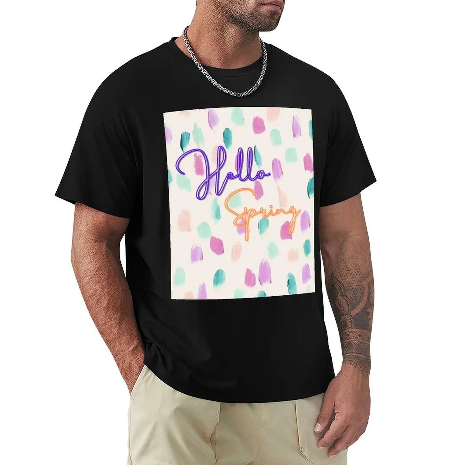 

Hello Spring T-Shirt tops korean fashion t shirt men