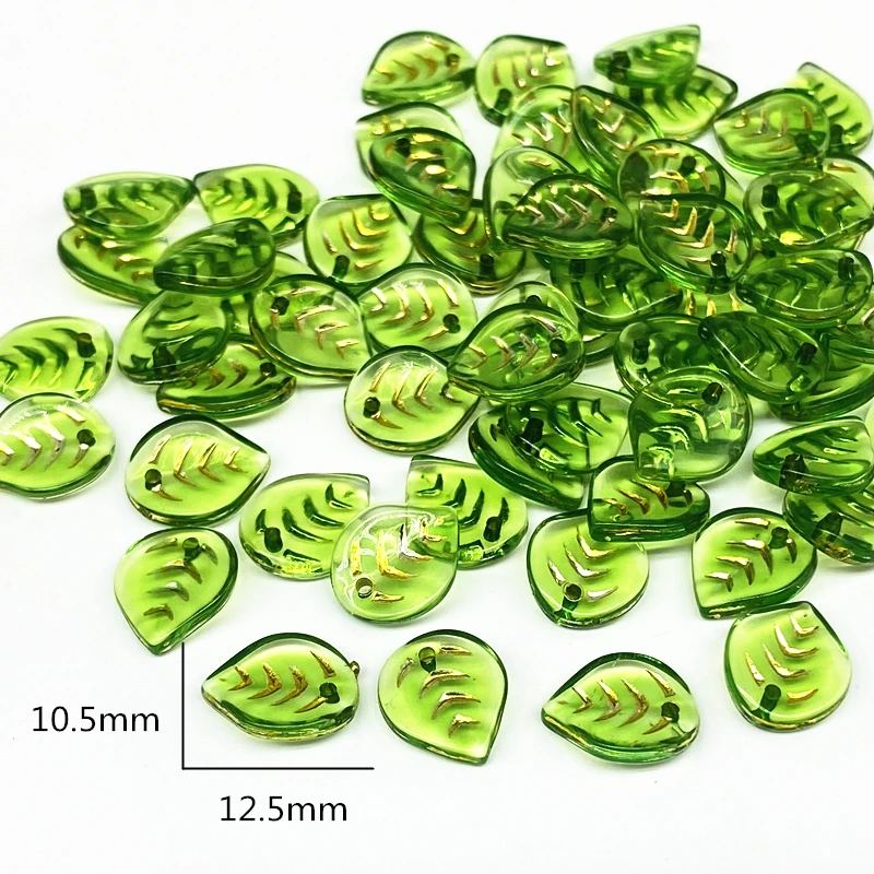 Beads For Jewelry Making 20 pcs/lot Green Small Leaf Shape Handmade DIY Accessories