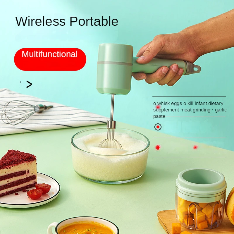 

Electric Household Egg Beater Kitchen Mixer Handheld Small Mini Mixer Baking Tool Wireless Charging Garlic Crusher