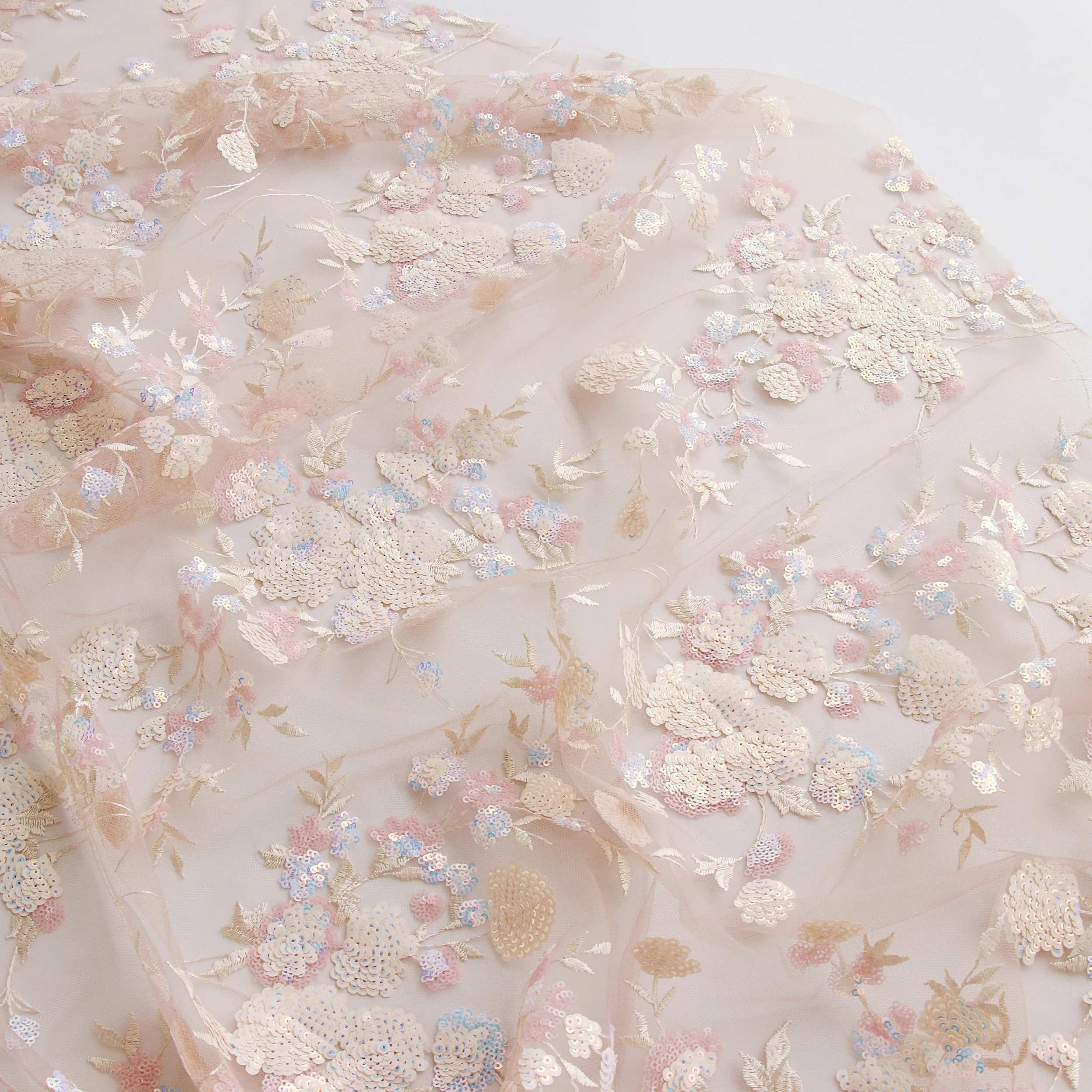 

Высококачественная сетчатая ткань с цветной вышивкой из бисера женское платье детское платье юбка ткань