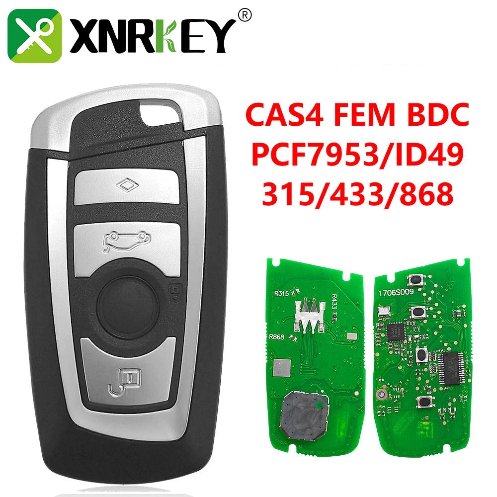 XNRKEY Remote Car Key ID49/PCF7953 Chip 315/433/868Mhz for BMW 3 5 7 Series 318 320 325 330 523 528 535 550 Keyless Entry Key