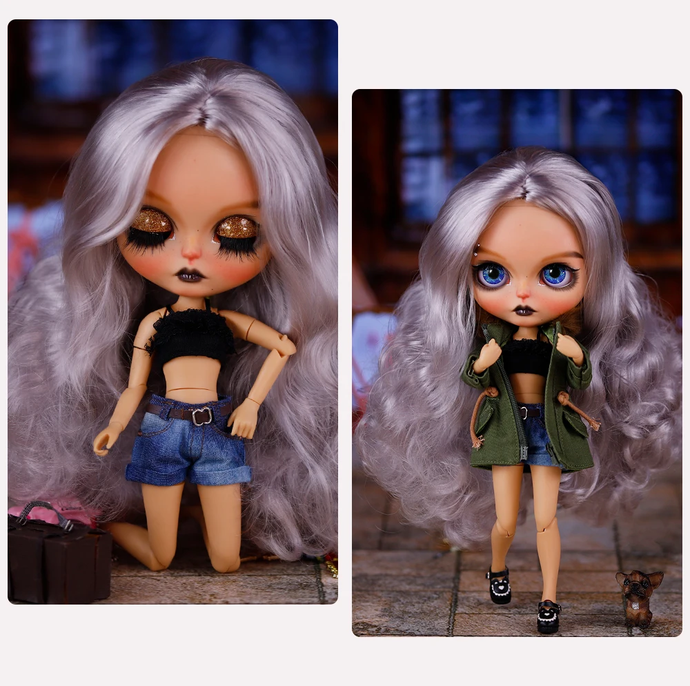 Madonna - Premium Custom Neo Blythe Doll with Purple Hair, Tan Skin & Matte Cute Face 8