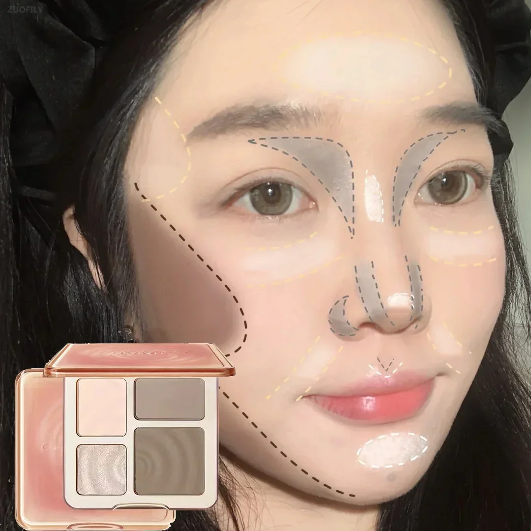 Matte Highlighter Bronzers Palette 4 Colors Long-Lasting Face Shading Contouring Grooming Powder Makeup face powder face highlighter face bronzer makeup palette contour palette