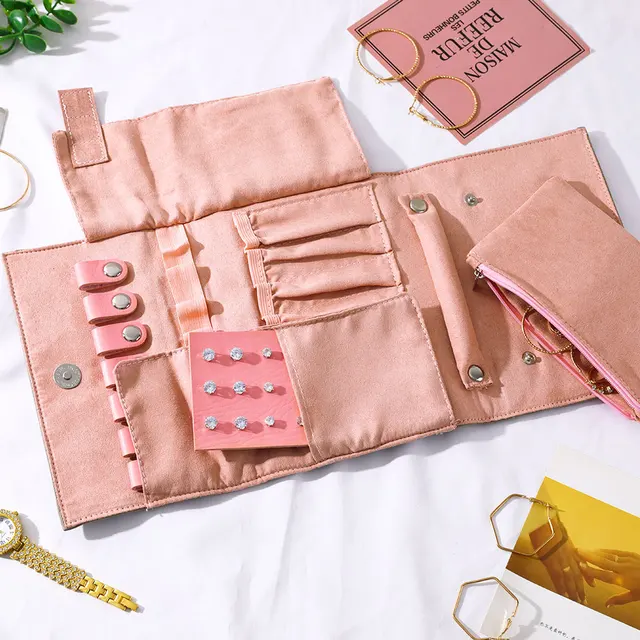 Hordozható Nagy Utazási Ékszer Tekercs Táska Medál Nyaklánc Karkötő Lánc Tároló Hordtáska Óra Gyűrű Fülbevaló Szervező