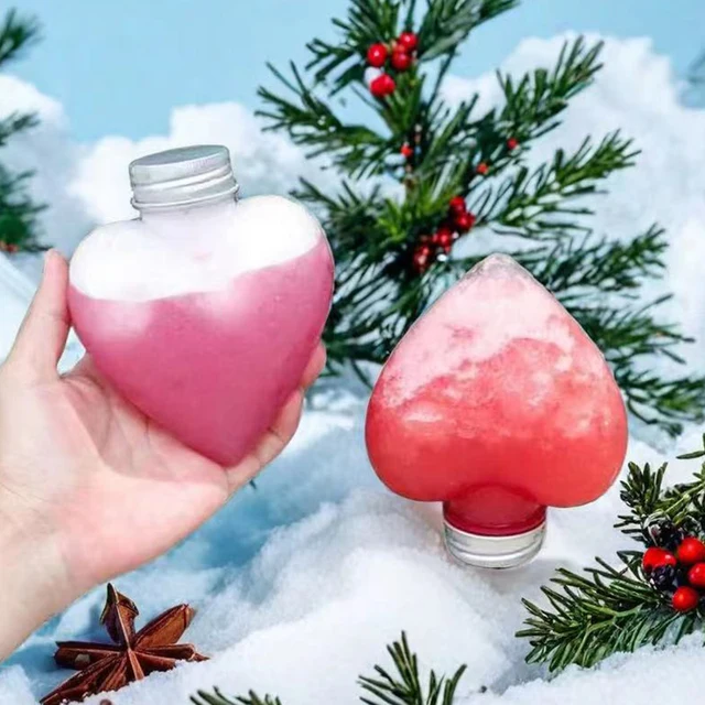 10Pcs 300ml Plastic Heart Shape Water Bottle Transparent Plastic Portable Box For Juice Tea Milk Bottles Drinking Cup BPA Free 5