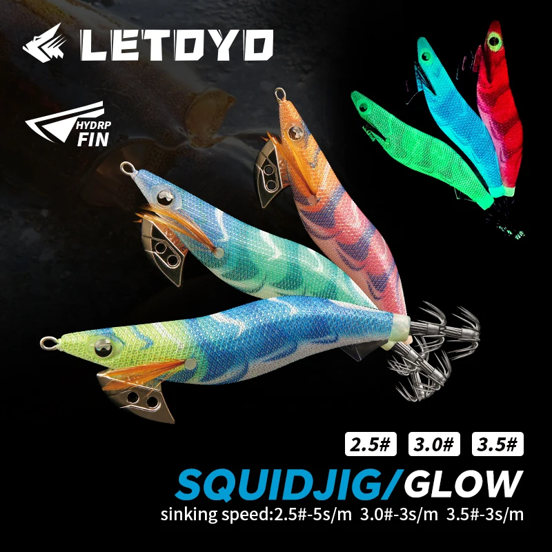 LETOYO Artificial Squid Jig 2.5s#3.0s#3.5s# Squid Fishing Lure Noctilucent Squid Cuttlefish Jig Lure For Sea Fishing Sinking Egi