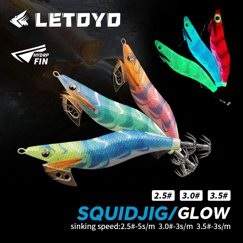 

LETOYO Artificial Squid Jig 2.5s#3.0s#3.5s# Squid Fishing Lure Noctilucent Squid Cuttlefish Jig Lure For Sea Fishing Sinking Egi