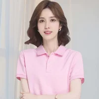 Summer Polo Shirts Korean Style Women Cool Ice Silk Short Sleeve Shirt Breathable Quick Dry Casual Golf Shirts Pullover Tee Tops - Image 3