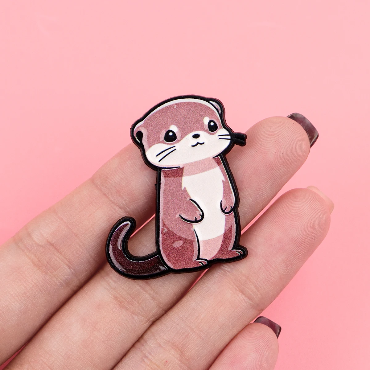 Charming Flower Bouquet Otter Enamel Pin - Cute Animal Brooch Badge for Backpack & Clothing Accessories