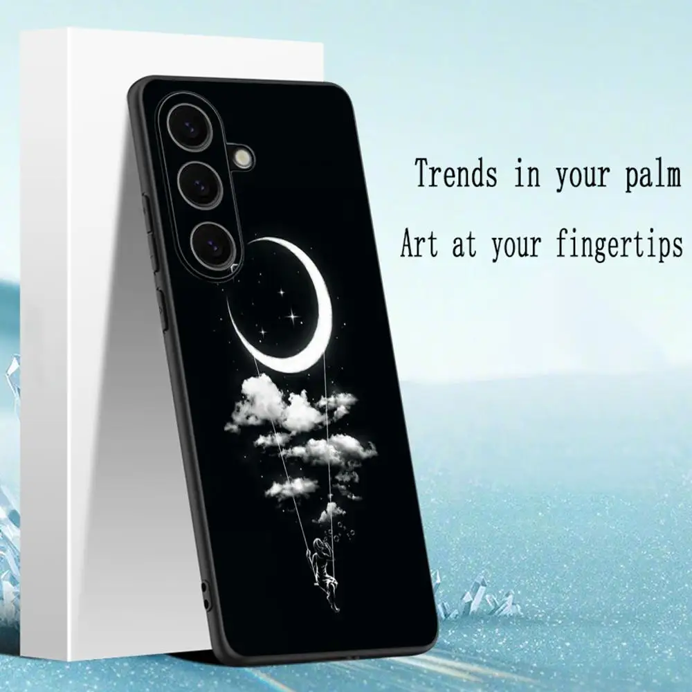 Moon Cool Design Soft Black Phone Case