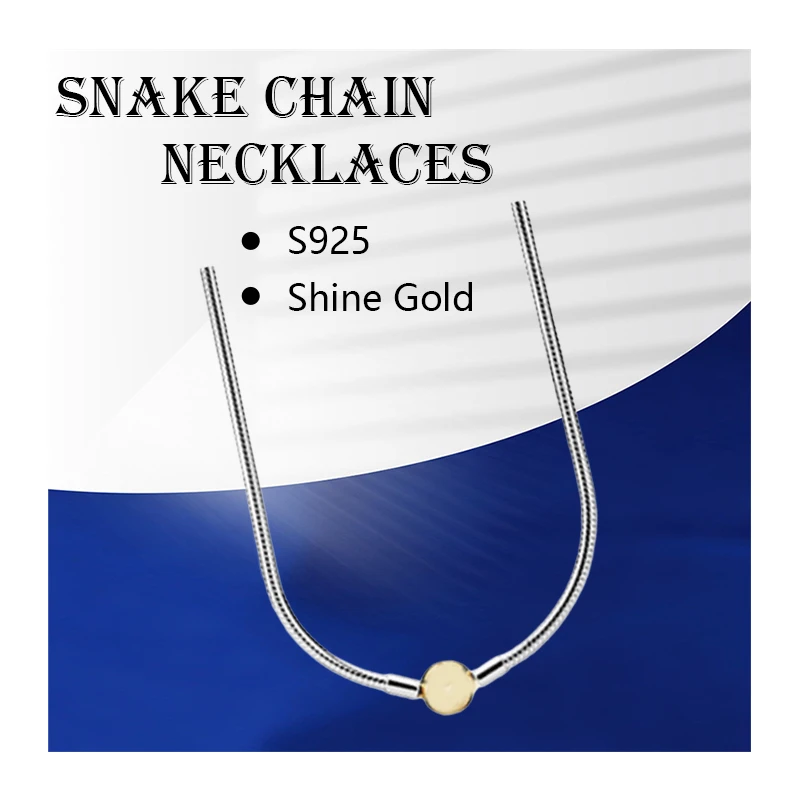 

Chokers Necklaces For Women Fine Jewelry 925 Sterling Silver Snake Chains 18K Shine Gold Signature Ball Clasp Torques Colliers