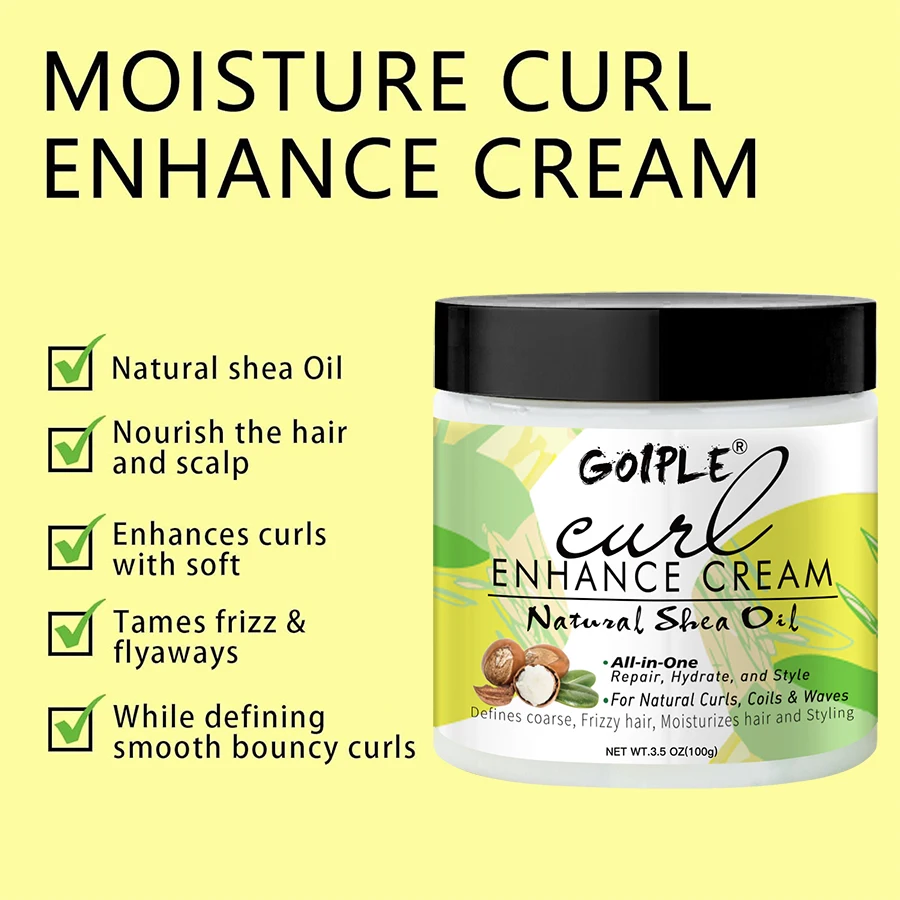 GOIPLE Curl Enhancing Cream Moisturizing Frizz Control Conditioning Cream Hydrating Define and Smooth For Curling Curly Enhancer