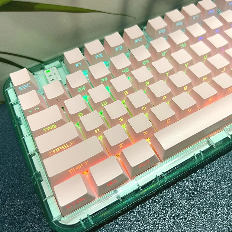 Lado Gravado Luz Transmitindo Keycap 61 Teclas Branco Preto Rosa Pbt Infecção por Gradiente Teclado Mecânico Oem - Imagem 2