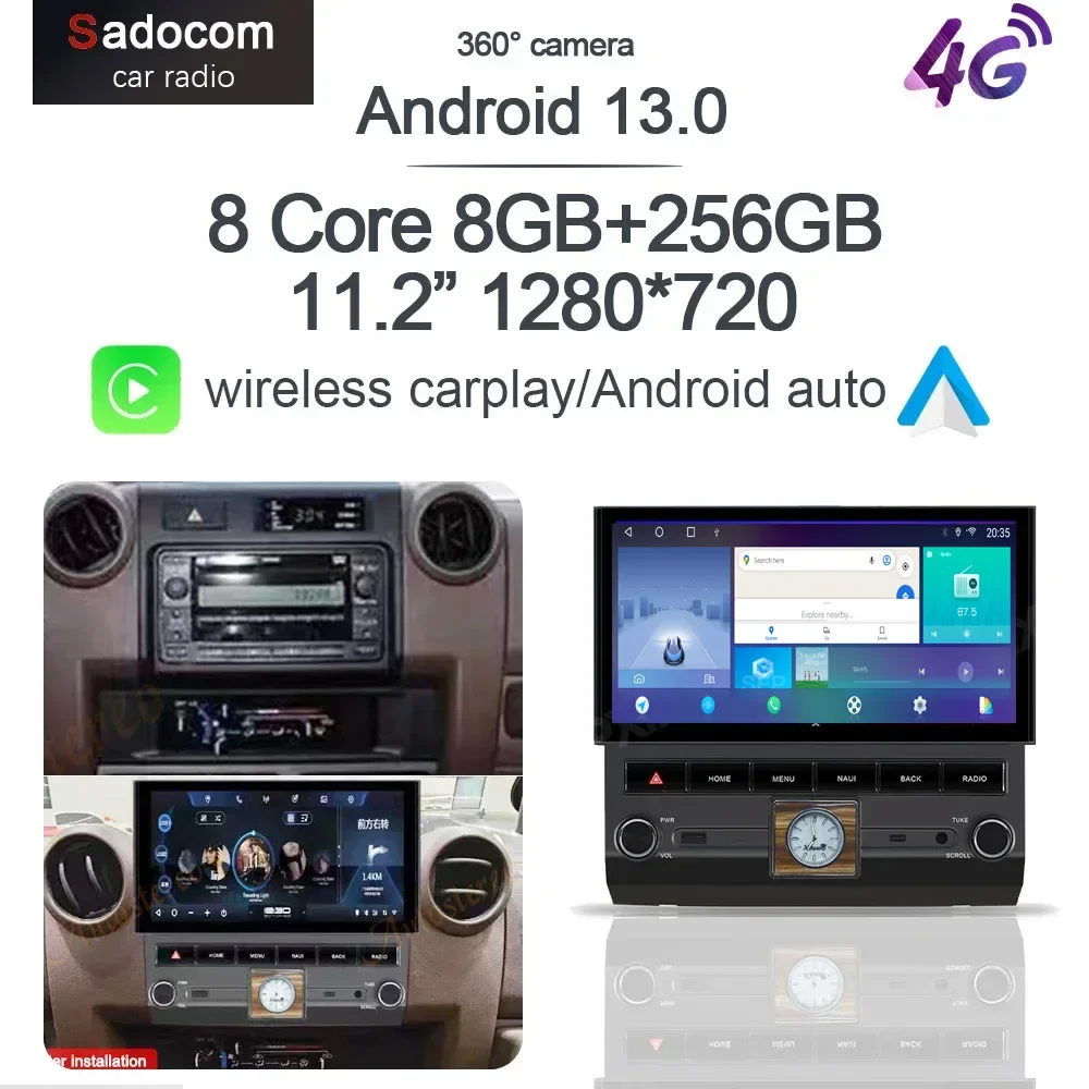 

11.2" 720P 360 Carplay 6G+128G Android 13 Car DVD Player GPS WIFI Stereo Radio For Toyota Land Cruiser 70 76 75 LC70 LC76 LC75