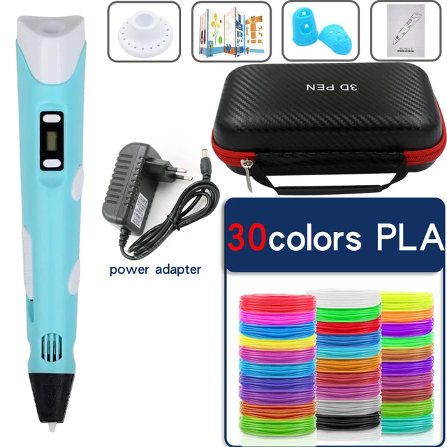 1 Set Lápiz De Impresión 3d Azul Para Pintar Juguetes De Niños Y Adultos,  Impresión De Baja Temperatura, Incluye Lápiz 3d, 3 Colores Aleatorios 6  Metros De Filamento Plc, Cable Usb, Regalo