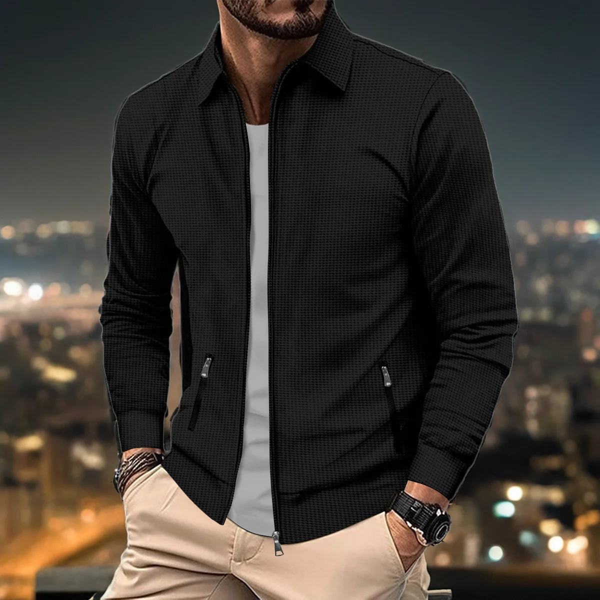 Мужская приталенная куртка на молнии