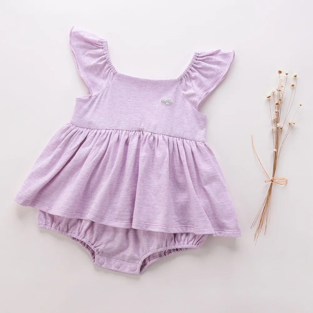 

LABI BABY Butterfly Sleeve Romper Toddler Girls Summer Sleeveless Onesie Newborn Ruffle Bodysuits Infant Playsuits Jumpsuit Kids