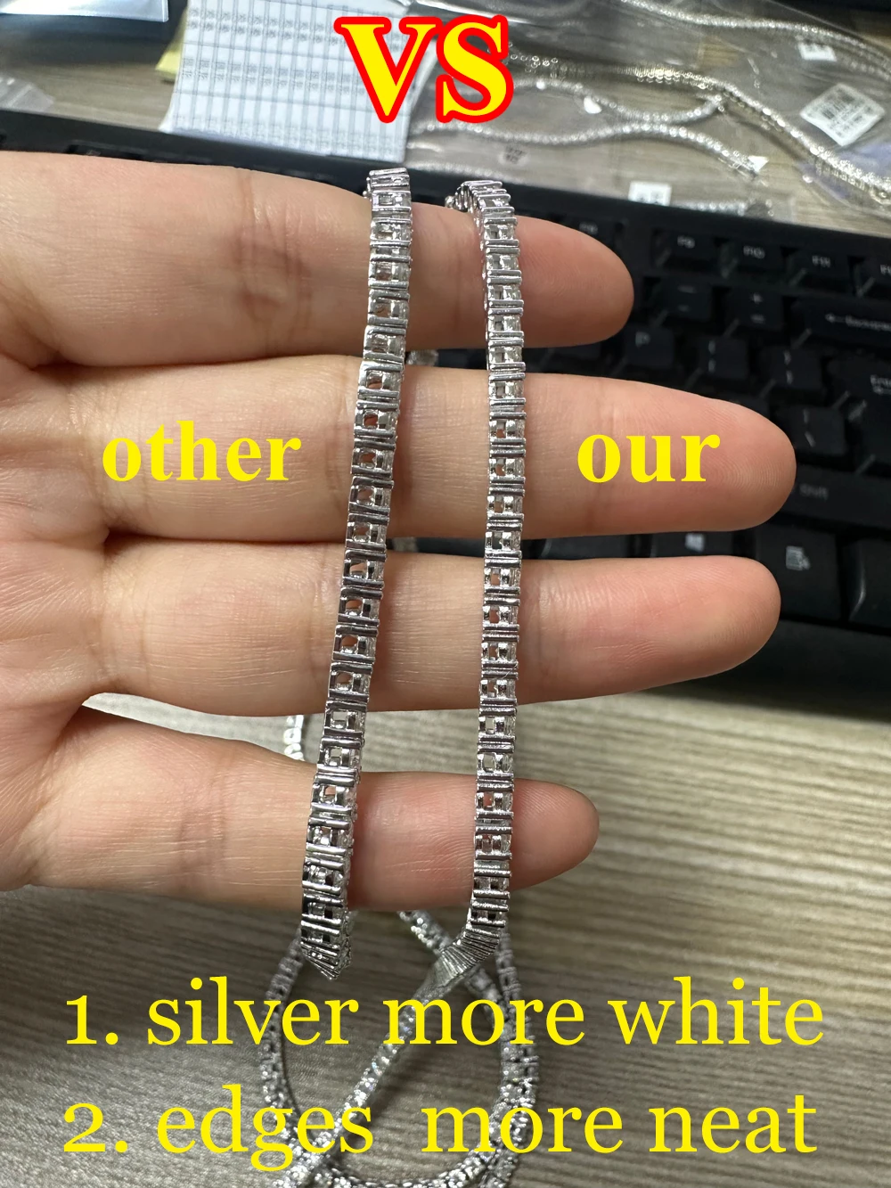 2025 New Unisex Hip Hop Moissanite Tennis Chain for Women Original 925 Sterling Silver Gold Man Moissanite Bracelet Chain Hiphop 5