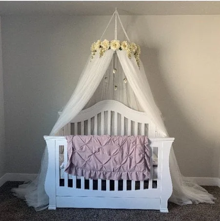 Baby Wreath Bed Curtain Tent Ins Princess Wind Crib Mesh Skin-friendly Mosquito Net Free Installation Children\'s Rose Tent