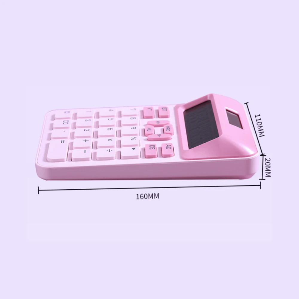 대형 태양광 발전 및 LCD 디스플레이 기계식 계산기, 단추 귀여운 캔디 컬러 계산기, 사무실 학교 세트, 12 자리
