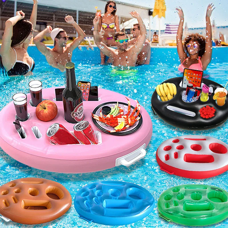 Inflatable Pool Float Beer Drinking Cooler Table Summer Bar Tray Beach ...