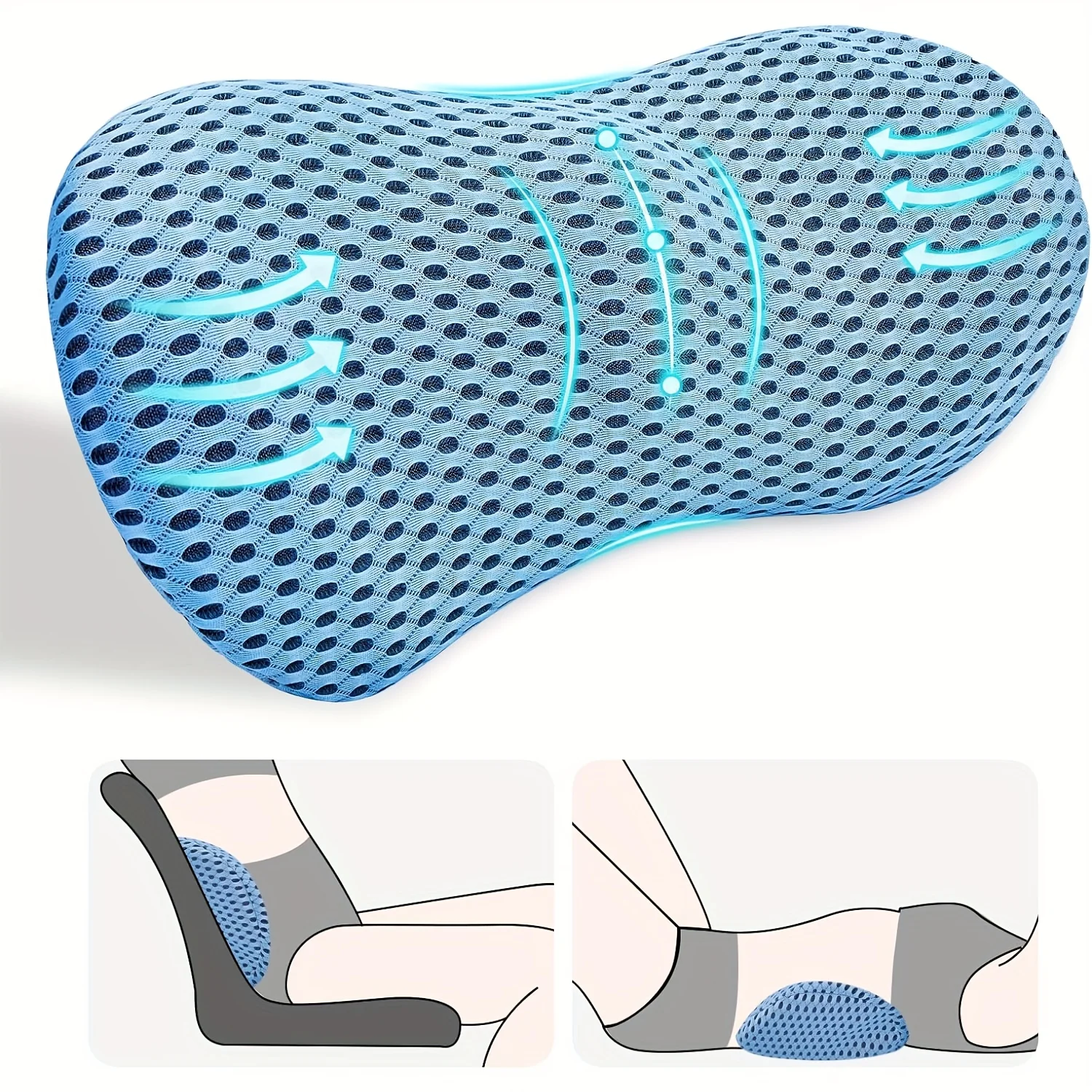 Lumbar Support Pillow, Back Pillow For Low Back Pain Relief, Ergonomic Streamline Car Seat, Office Chair, Recliner And Bed