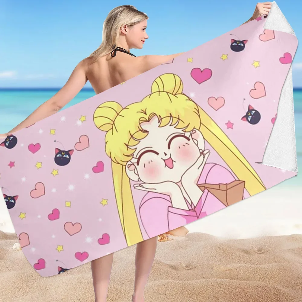 Japanese Anime Sailor Moon Princess Bath Towels Microfiber Beach Swimming Towel Decor for Adults Kids Gift 75x150cm 2