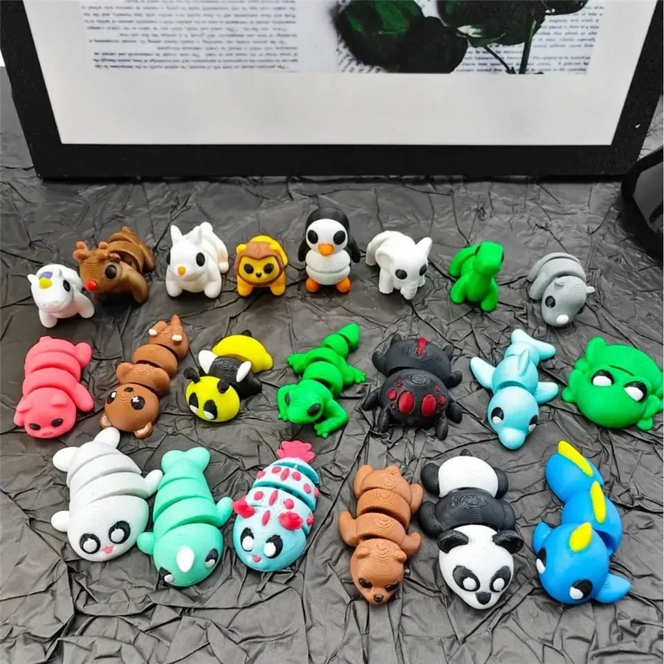 21Pcs Random 3D Printed Cute Small Animal Figures Animal Figurines for Kids Birthday Gifts for Boys Girls Party