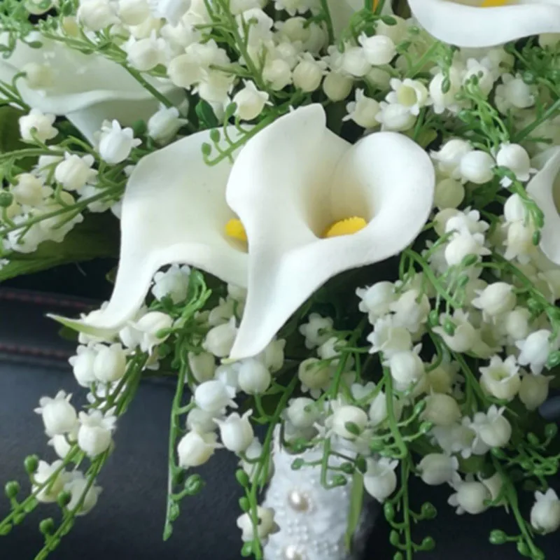 High-end simulation royal lily of the valley bouquet bride wedding calla flower bouquet Bridesmaid Bridal Party wedding bouquets,wedding flower decoration