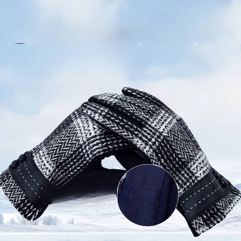 Wool Cycling Gloves Touch Screen Contrast Color Autumn and Winter Warm Driving cycling gloves warm gloves