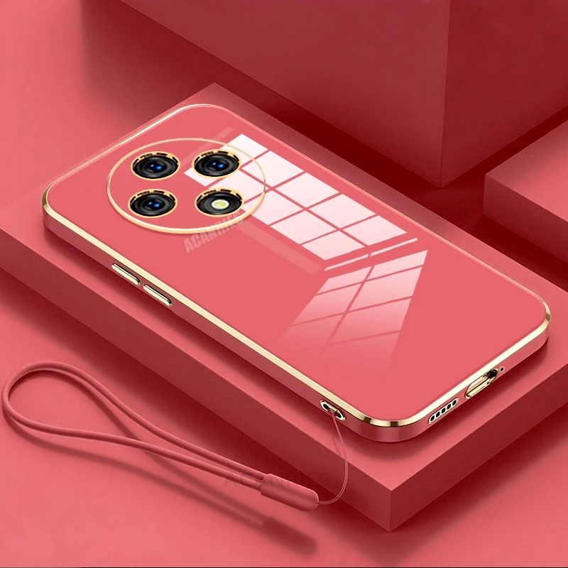 Luxury Plating Lanyard Silicone Phone Case - Elegant Back Cover