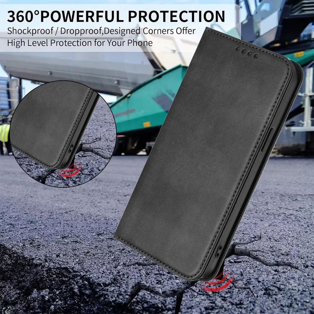 Premium Magnetic Leather Flip Wallet Case in Luxury Design
