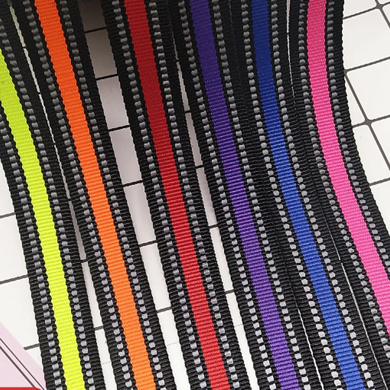 

50 Yards Reflective Webbing 25mm 1" Thick 1.7mm High Quality Polyester Backpack Strap Dog Leash Collar DIY Accessories