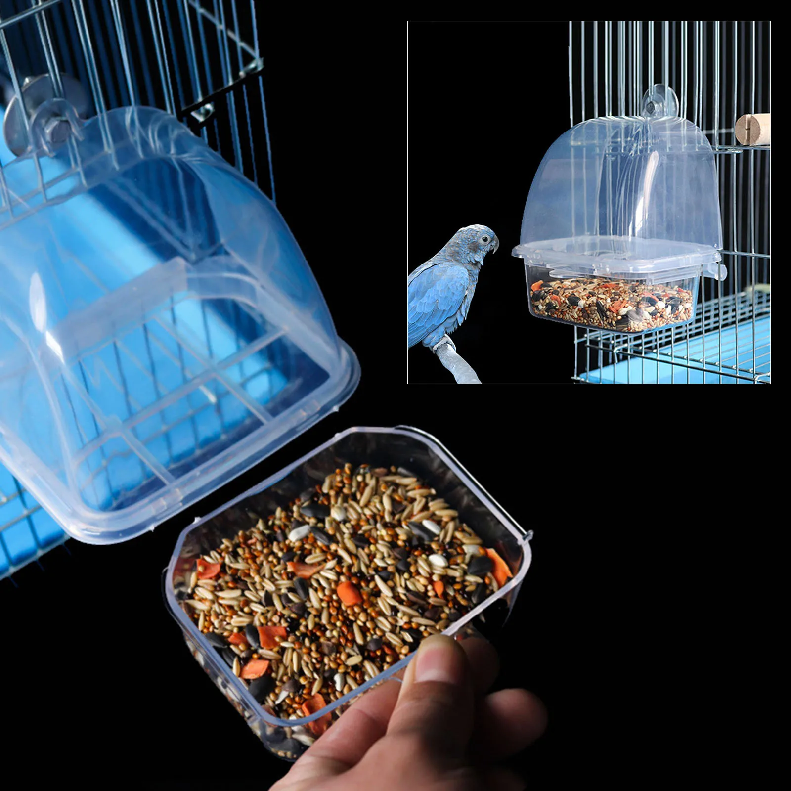 Automatic Parrot Bird Feeder No Mess Plastic Hanging Parrot Feeder Cage Accessories Small Medium Birds Supplies