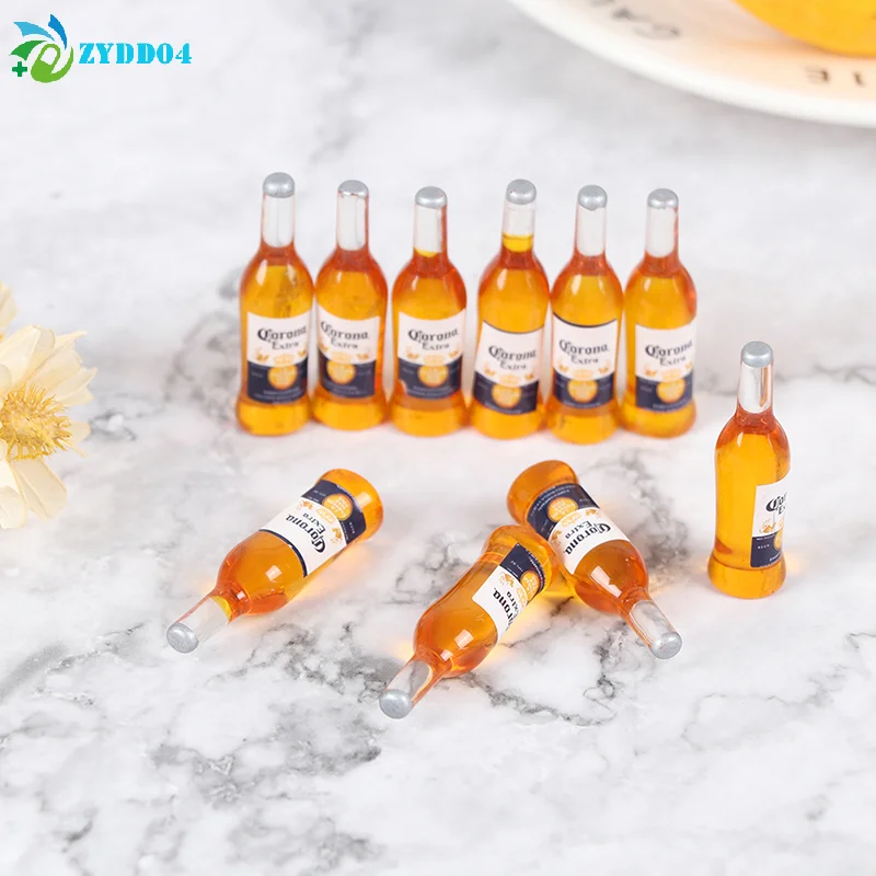● 10Pcs 1/6 인형 집 미니어처 수지 병 미니 시뮬레이션 와인 병 모델 인형 집 액세서리 어린이 장난감 어린이 선물