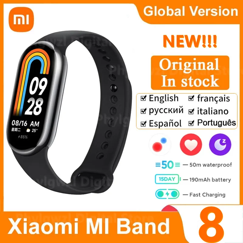 

Global Version Xiaomi Mi Band 8 Smart Bracelet AMOLED Screen Miband 8 Blood Oxygen Fitness Traker Waterproof Xiaomi Smart Band 8