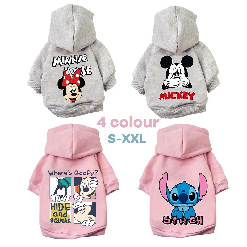 Pet Clothes New Disney Winter Dog Mickey Minnie Hoodies Warm Cotton Puppy Small Medium French Bulldog