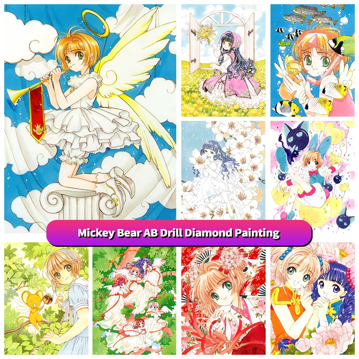 

Japanese Anime Diamond Painting AB Drills Crystal Cross Stitch Card Captor Sakura Cartoon Comics Sakura Kinomoto Home Decor