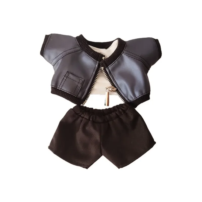 20cm cotton baby clothes handsome and cool without attributes doll small leather shirt pants doll set 6
