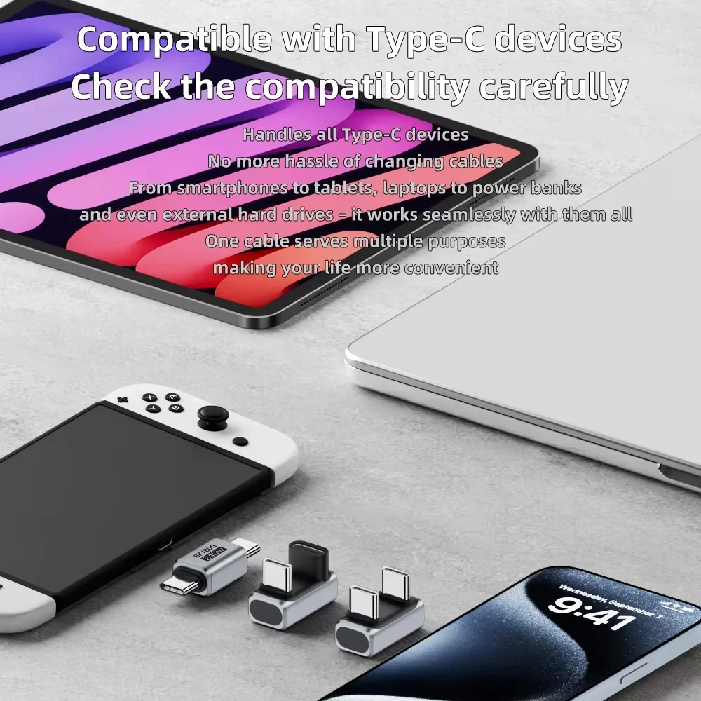 High-Speed USB-C 8K Charger Connector with 240W Power Delivery and 80Gbps Data Transfer Rate