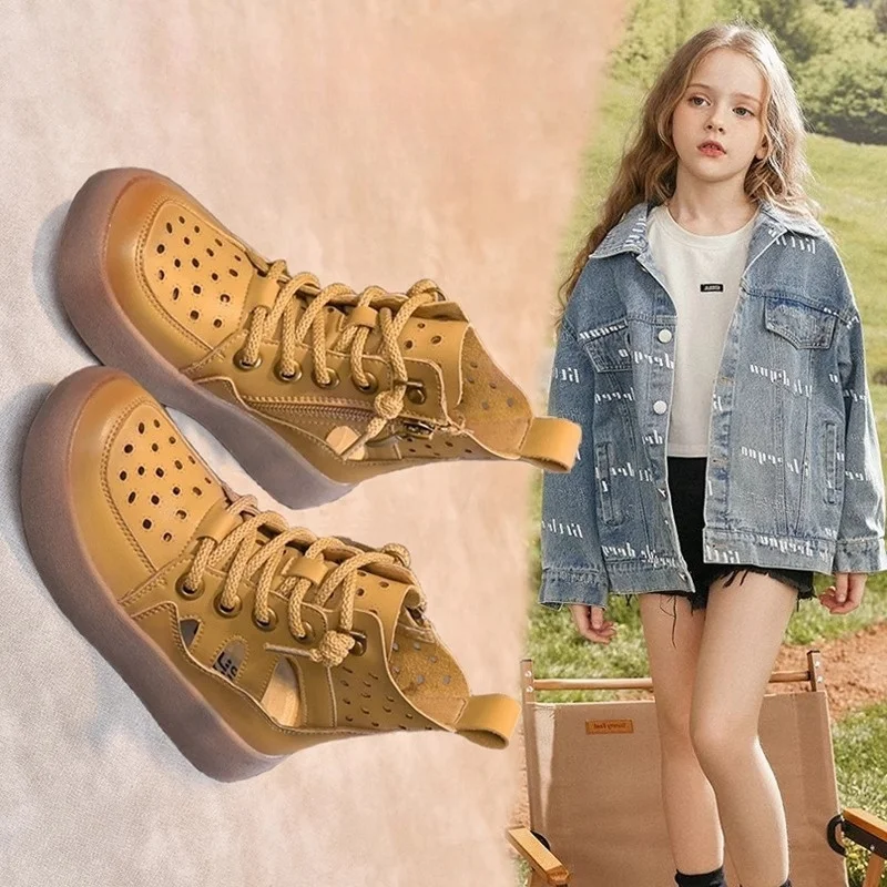 Girls Breathable Ankle Boots Summer Non Slip Kids Shoes