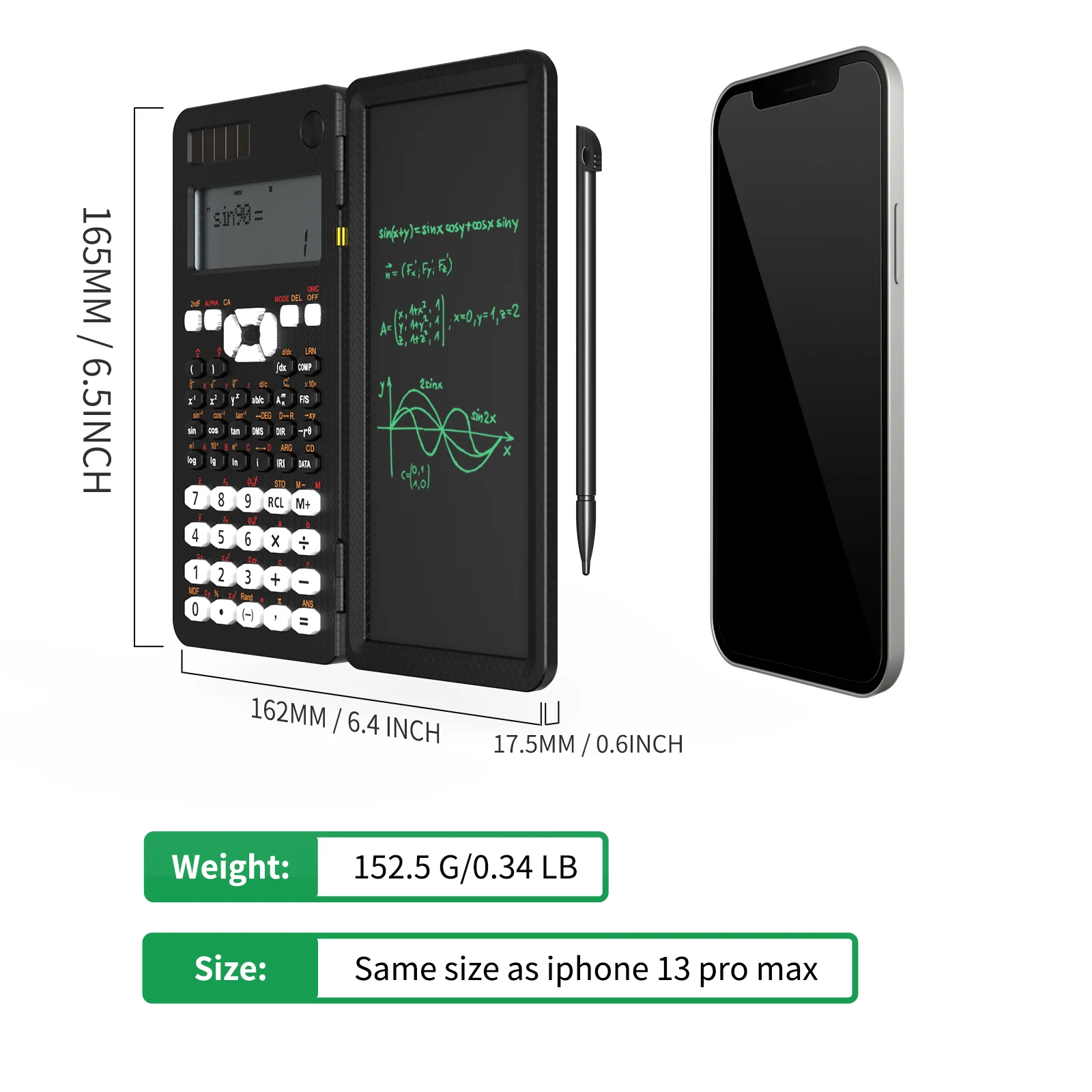 calculadora científica com escrita tablet funções engenharia calculadora financeira para estudantes da escola escritório